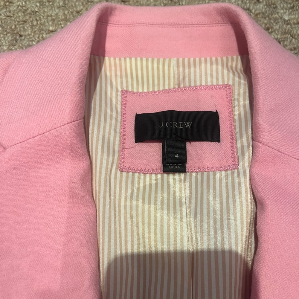 J.Crew Factory Herringbone Wool-Blend Schoolboy Blazer โ Pink โ Size 4 - Picture 4 of 8